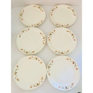 Set Of 6 Vintage Hall’s Superior 9” Dinner Plates Autumn Fall 1950s USA